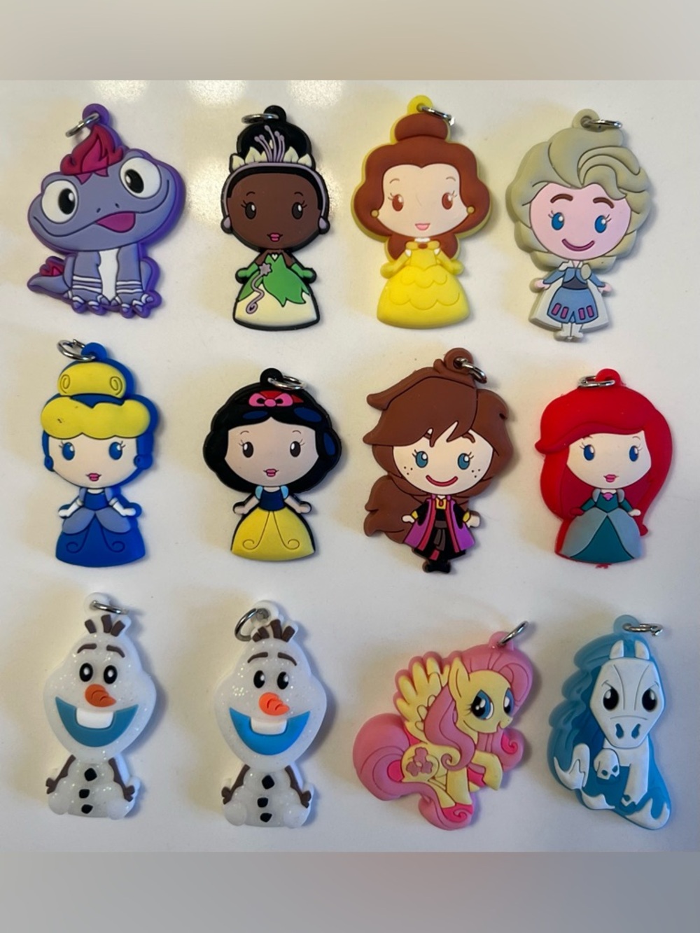 Disney Princess Rubber Figural Bag Clips KeyChains Lot (12)